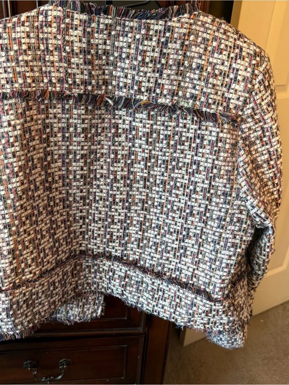 Carolina Belle Tweed Jacket with Multicolor Thread Detail Size L